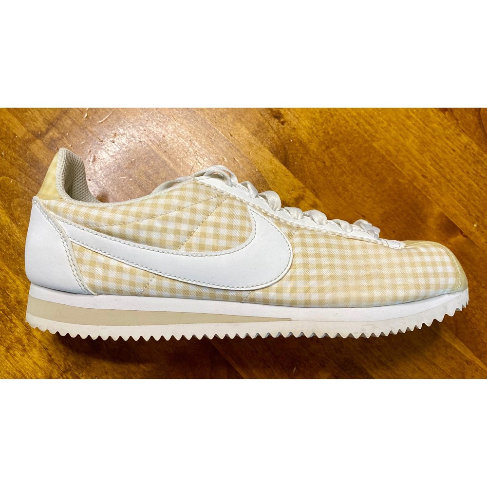 Nike Cortez Gingham Casual Sneakers Women's Size 8.5 White Beige - Picture 3 of 13